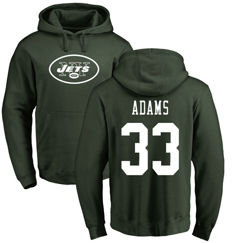 New York Jets Men Green Jamal Adams Name and Number Logo NFL Football #33 Pullover Hoodie Sweatshirts->women nfl jersey->Women Jersey